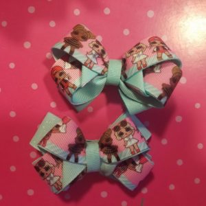 Lol Doll Inspired Bow – Piggy Tail Bows (Teal)