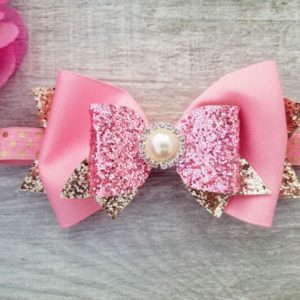 Pink and Gold Hair Bow