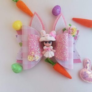 Clay Pink Easter Girl Hair Bow