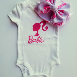 Barbie Hot Pink Bummies, Top, and Bow Outfit