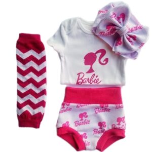 Barbie Hot Pink Bummies, Top, and Bow Outfit