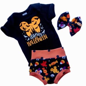 Disney Halloween Glow Outfit Bummies, Top, and Bow