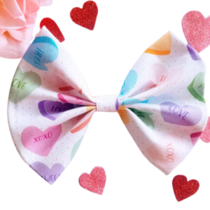 Candy Hearts Valentines Jumbo Hair Bow