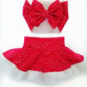Red Glitter Velvet Santa Skirt/Skirted Bummies
