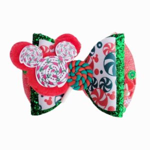 Mickey Candy Cane Christmas Hair Bow