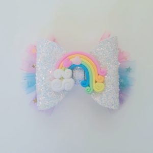 Rainbow Glitter Tulle Hair Bow