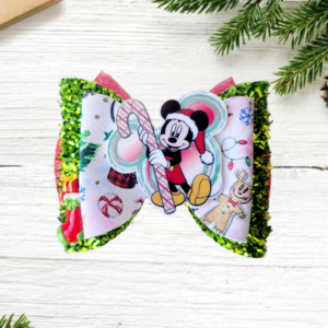 Mickey Candy Cane Tinsel Bow