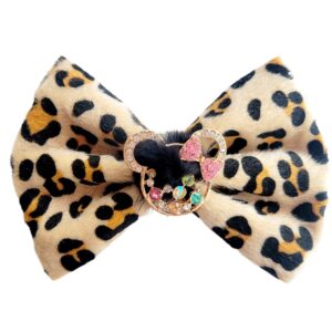 Minnie Bling Cheetah Leopard Velvet Bows