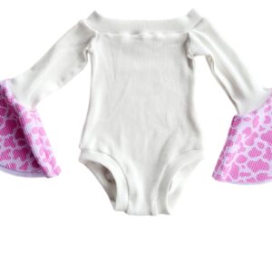 Pink Cow Fringe Bummies, Bell Sleeve Leo, and Bow Outfit