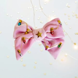 Christmas Lights Velvet Hair Bow