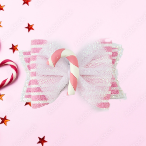 Pink Candy Cane Hair Bow