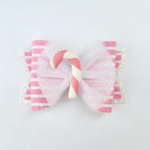 Pink Candy Cane Hair Bow