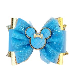 Minnie Jewel Gold Glitter Tulle Hair Bows