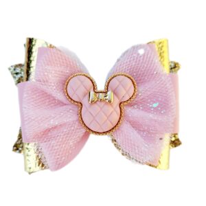 Minnie Jewel Gold Glitter Tulle Hair Bows