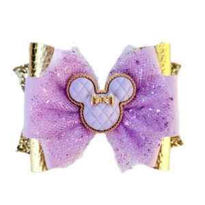 Minnie Jewel Gold Glitter Tulle Hair Bows