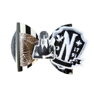 Wednesday Nevermore Stripe Hair Bow