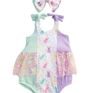 Easter Romper Pastel Sequin Tulle and Bow
