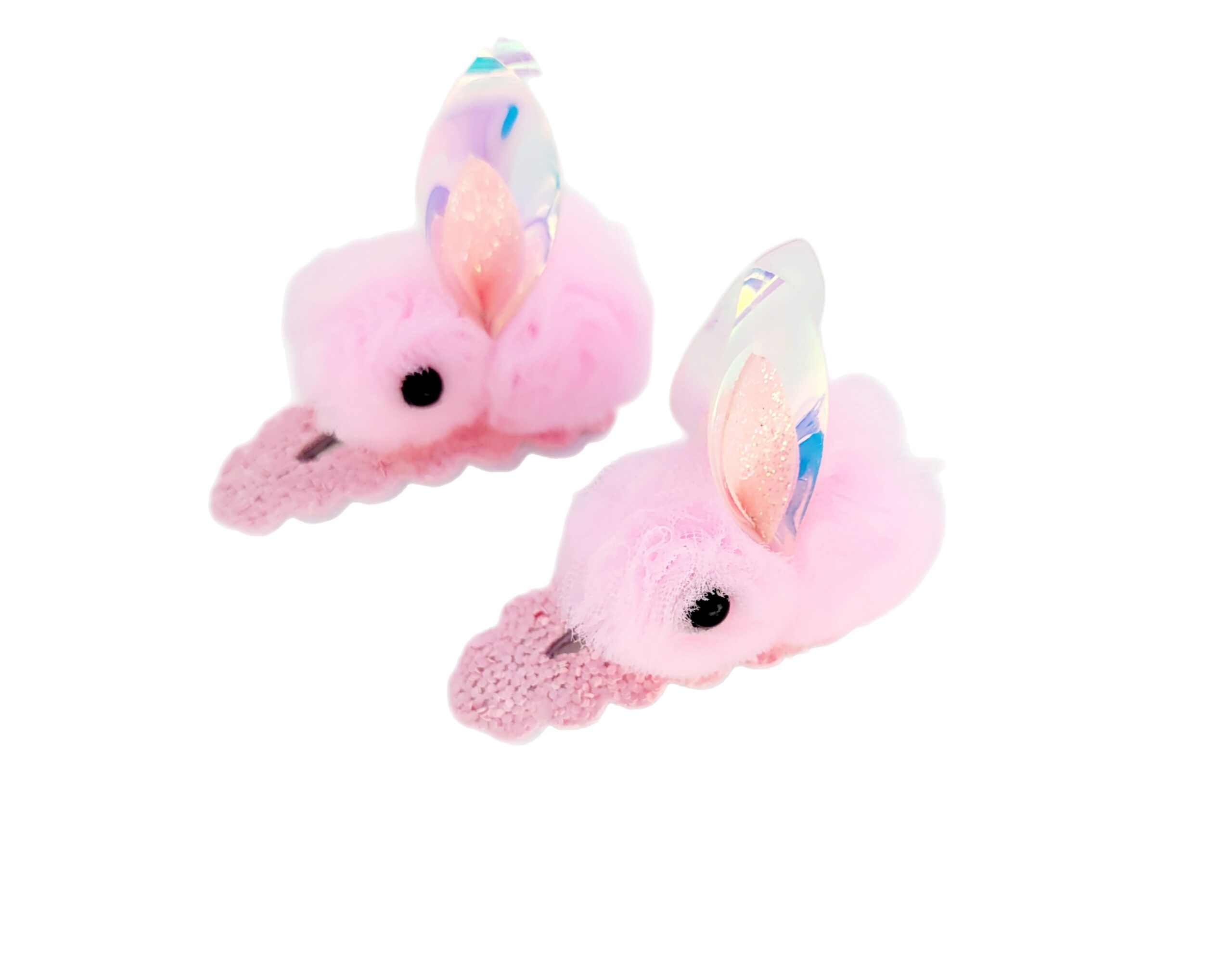 Pink bunny hair clips
