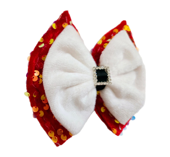 Red Sequin Santa Bow