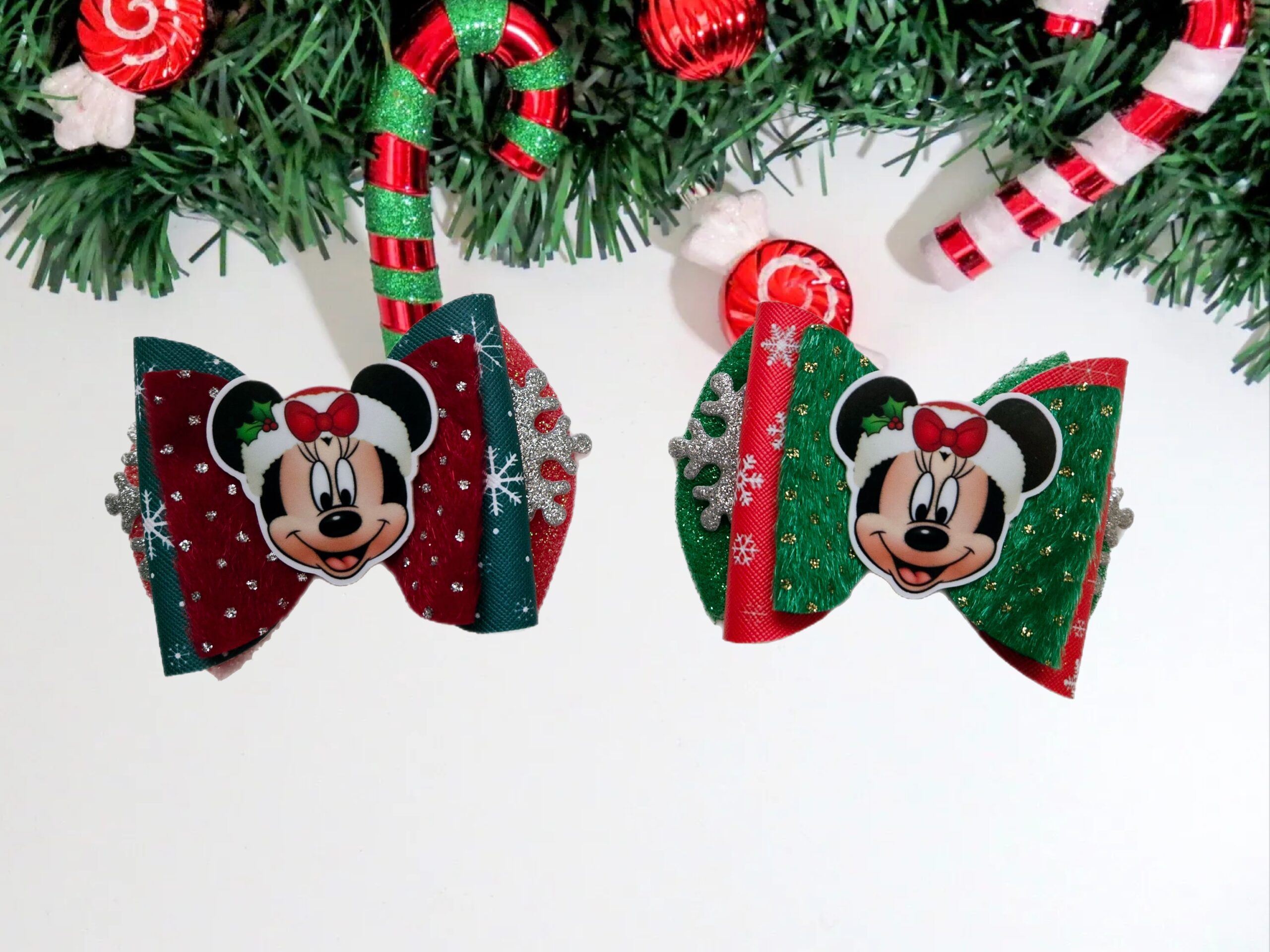 Minnie Mouse Christmas Hair Bows