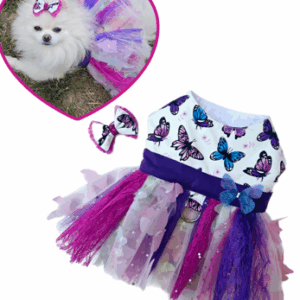 Dog Butterfly Tutu Dress and Bow
