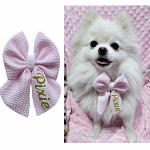 Light Pink Dog Collar Name Bow