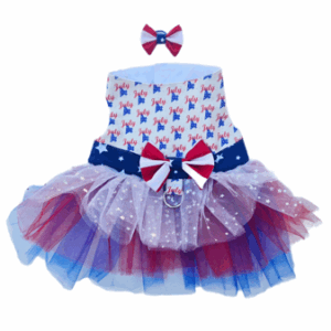 Dog 4th of July Tutu Dress and Bow