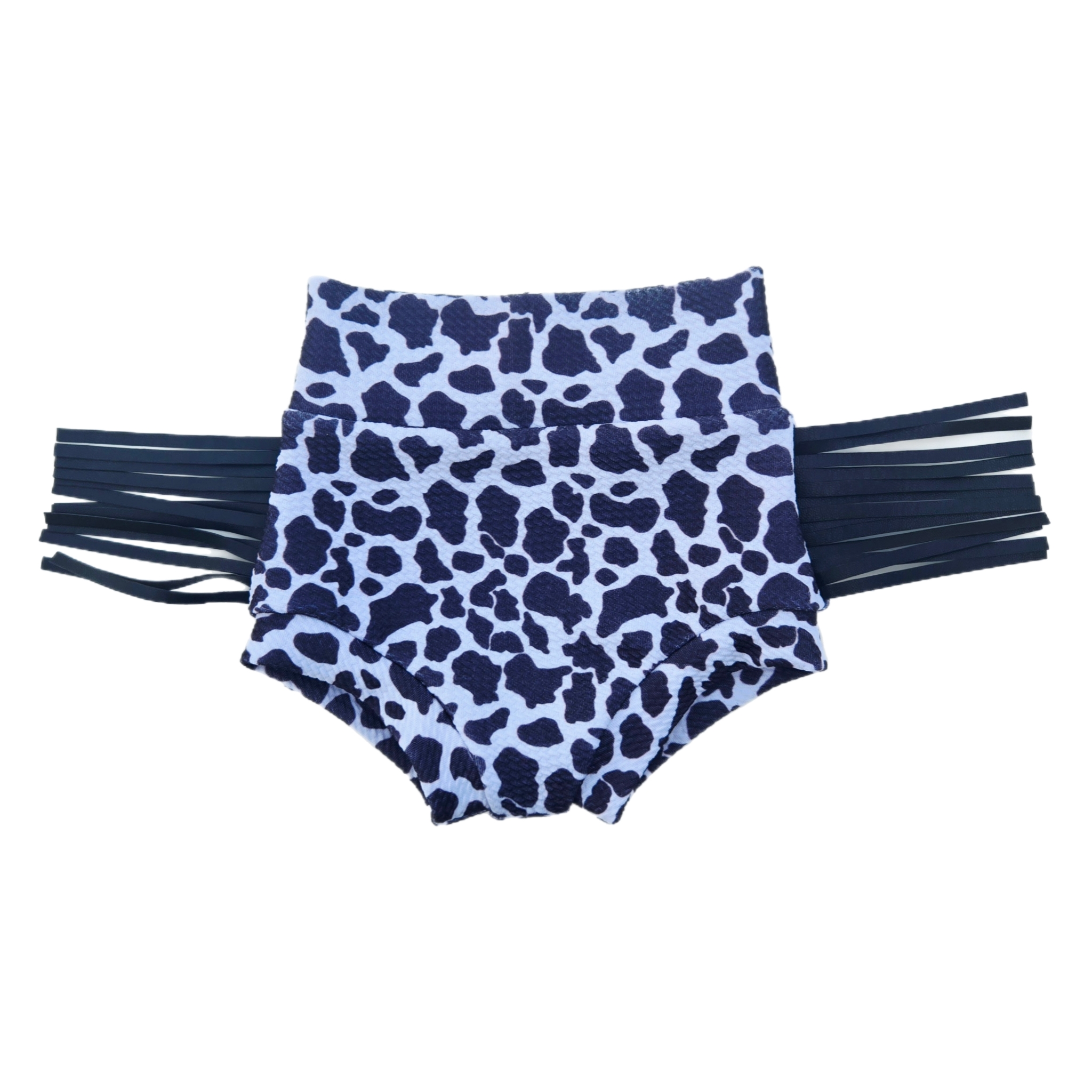 Black Cow Fringe Bummies, Bell Sleeve Leo, and Bow Outfit