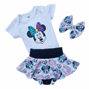 Minnie Sally Skirt, Top, and Bow Outfit