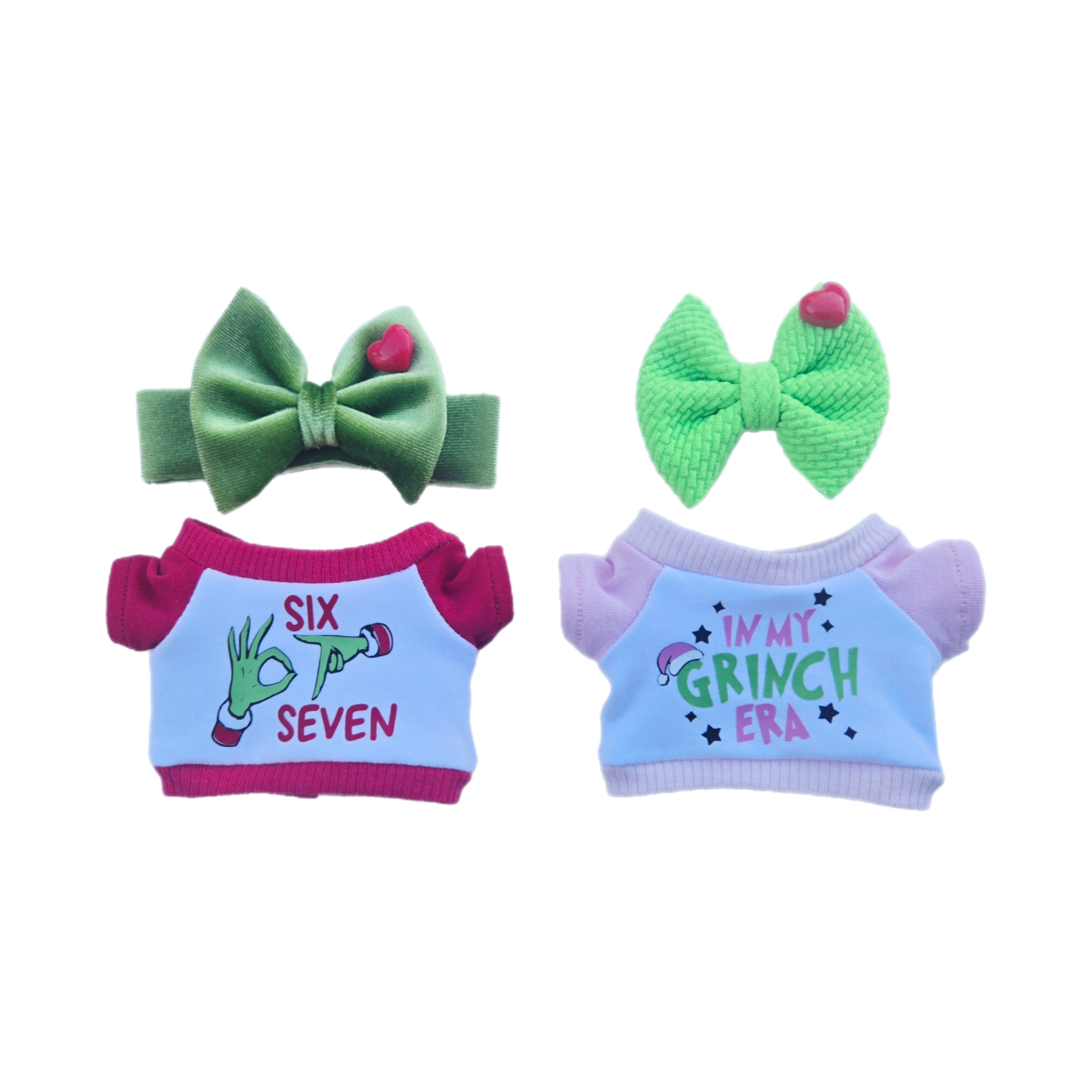 Labubu Grinch Outfits: Shirt & Bow/Head wrap