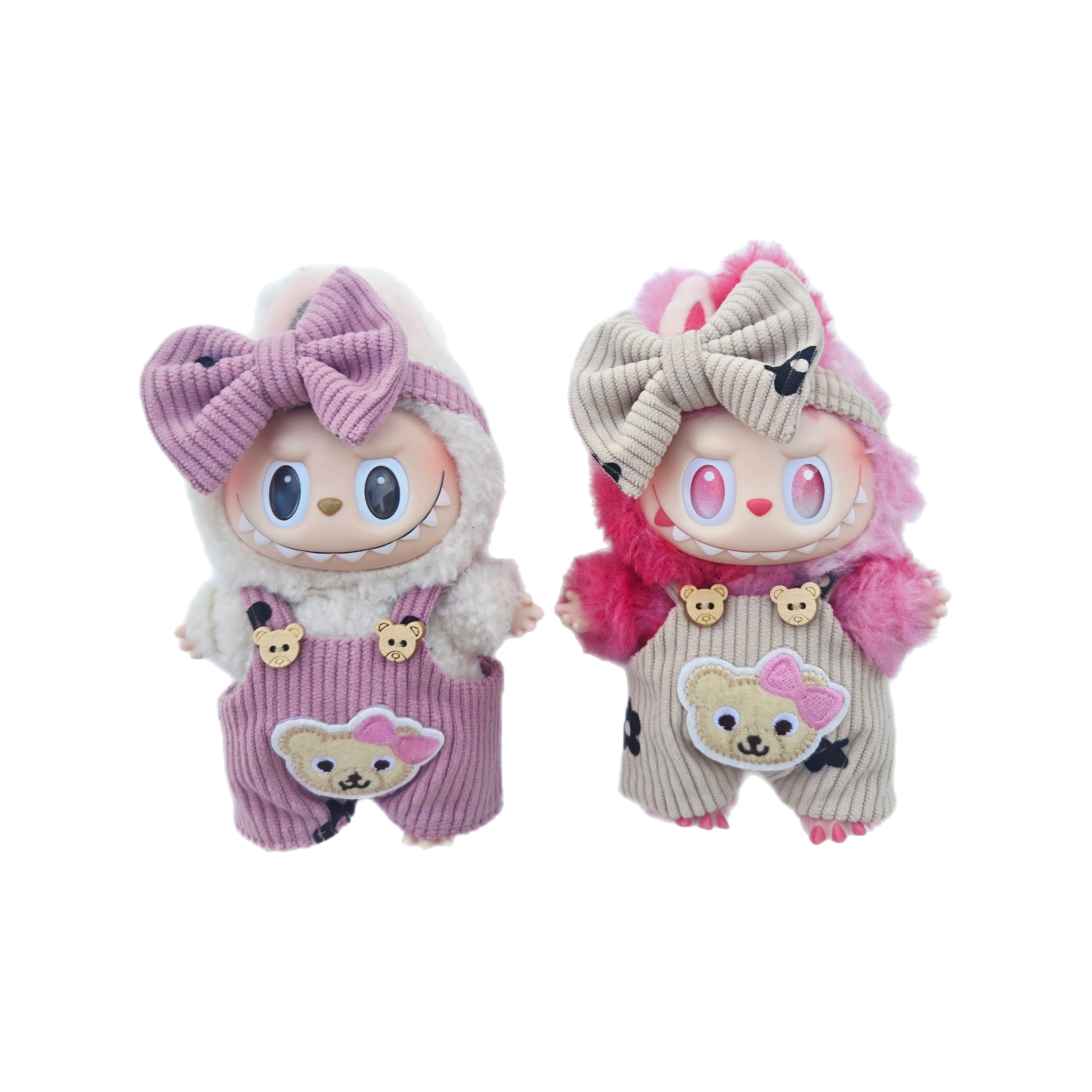 Labubu Corduroy Teddy Bear Overalls & Bow