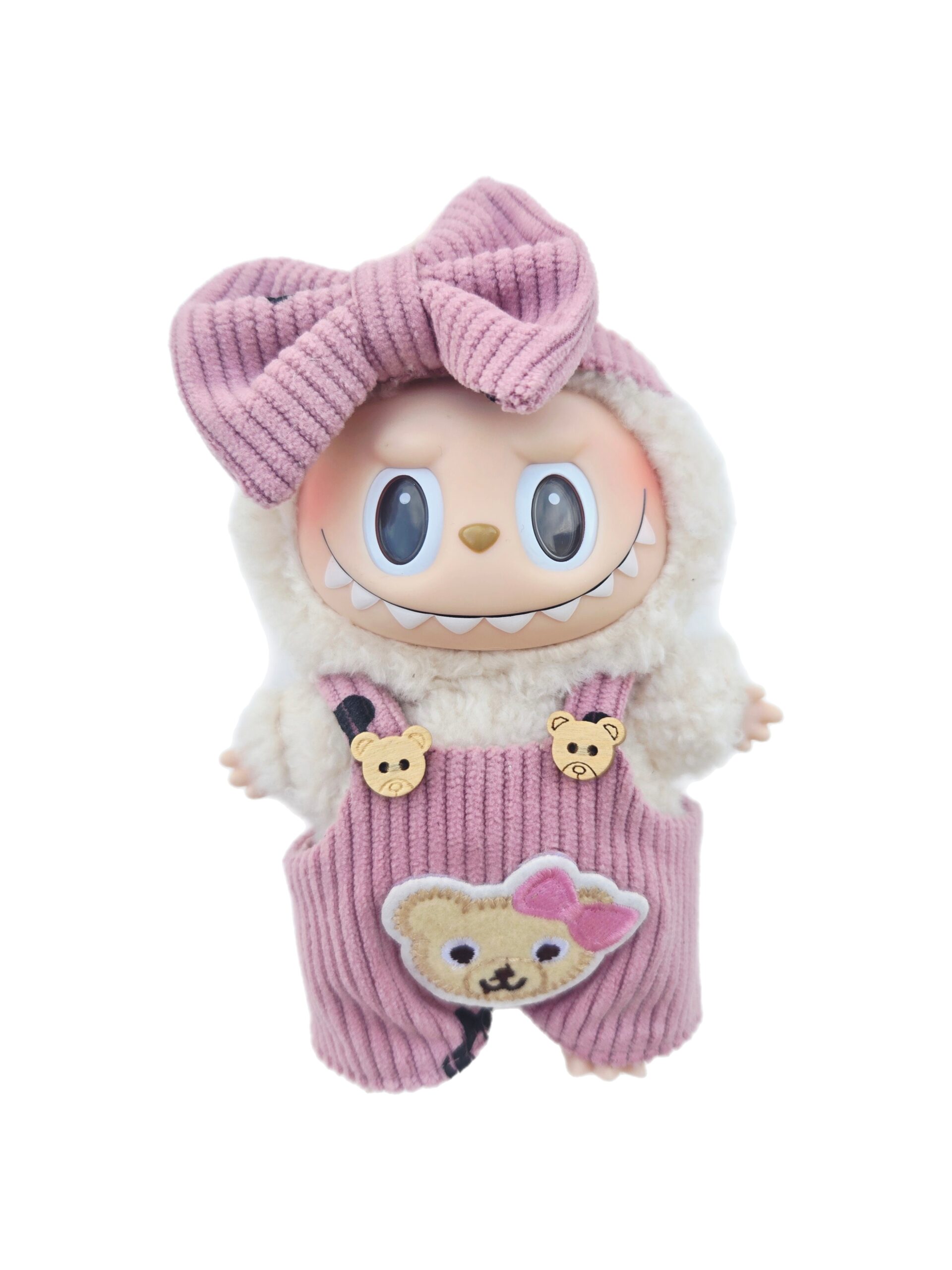 Labubu Corduroy Teddy Bear Overalls & Bow