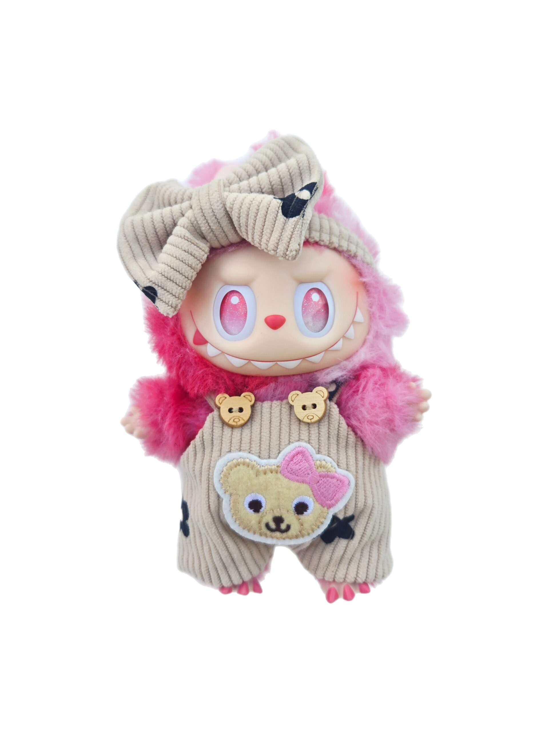 Labubu Corduroy Teddy Bear Overalls & Bow