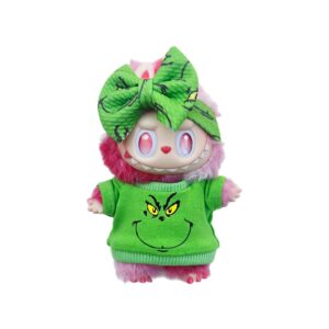 Labubu Green Grinch Outfit: Shirt & Head wrap Bow