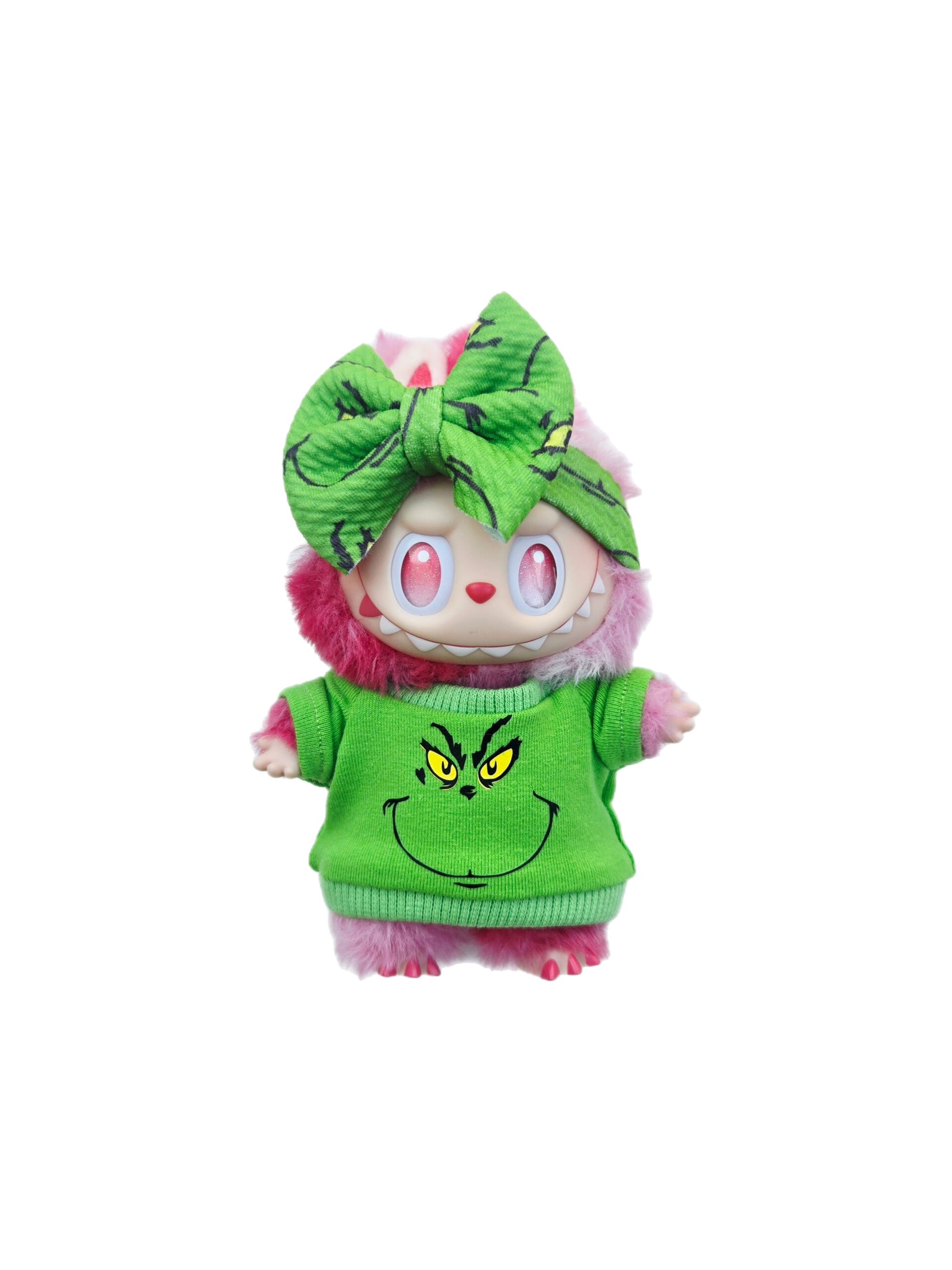 Labubu Green Grinch Outfit: Shirt & Head wrap Bow