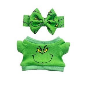 Labubu Green Grinch Outfit: Shirt & Head wrap Bow