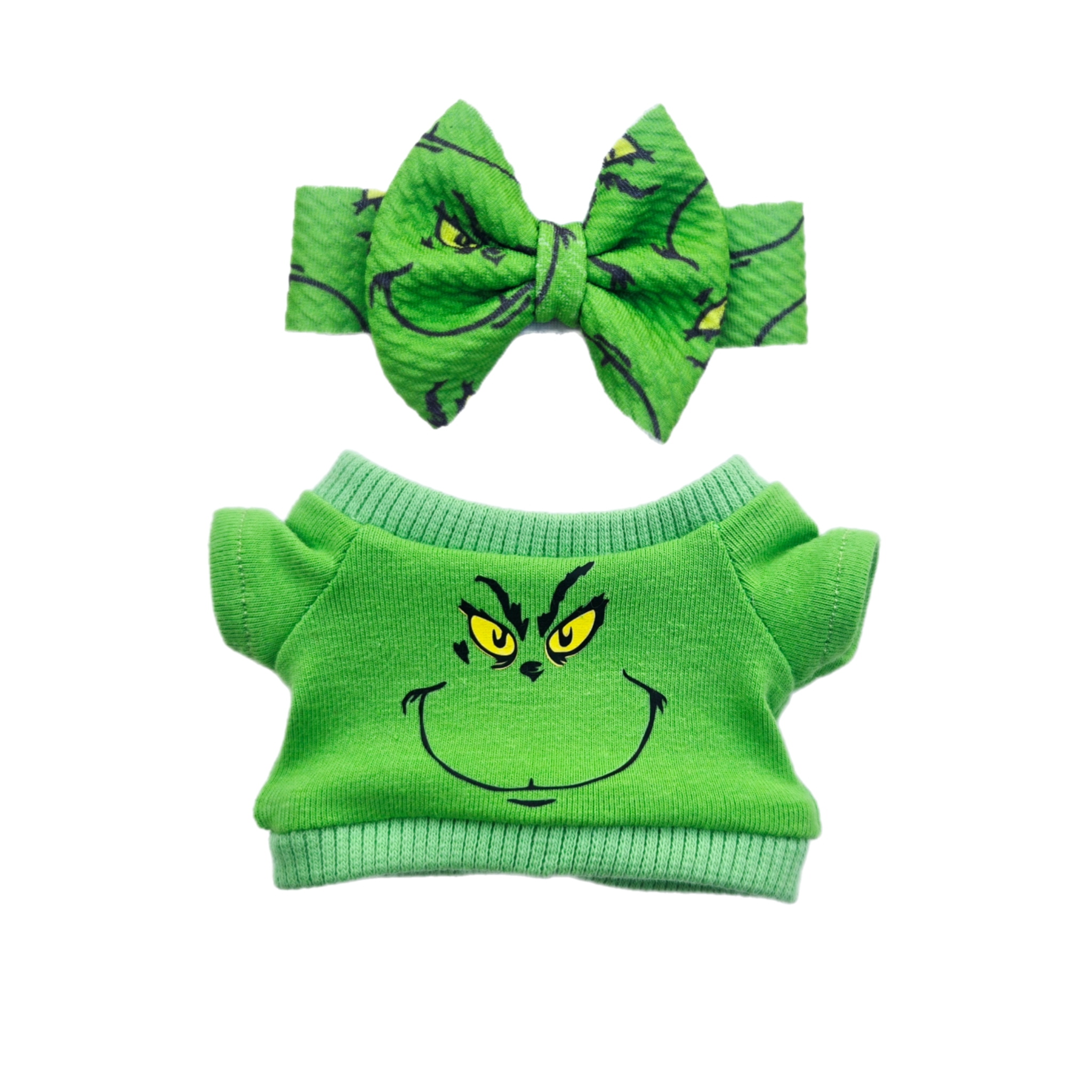 Labubu Green Grinch Outfit: Shirt & Head wrap Bow