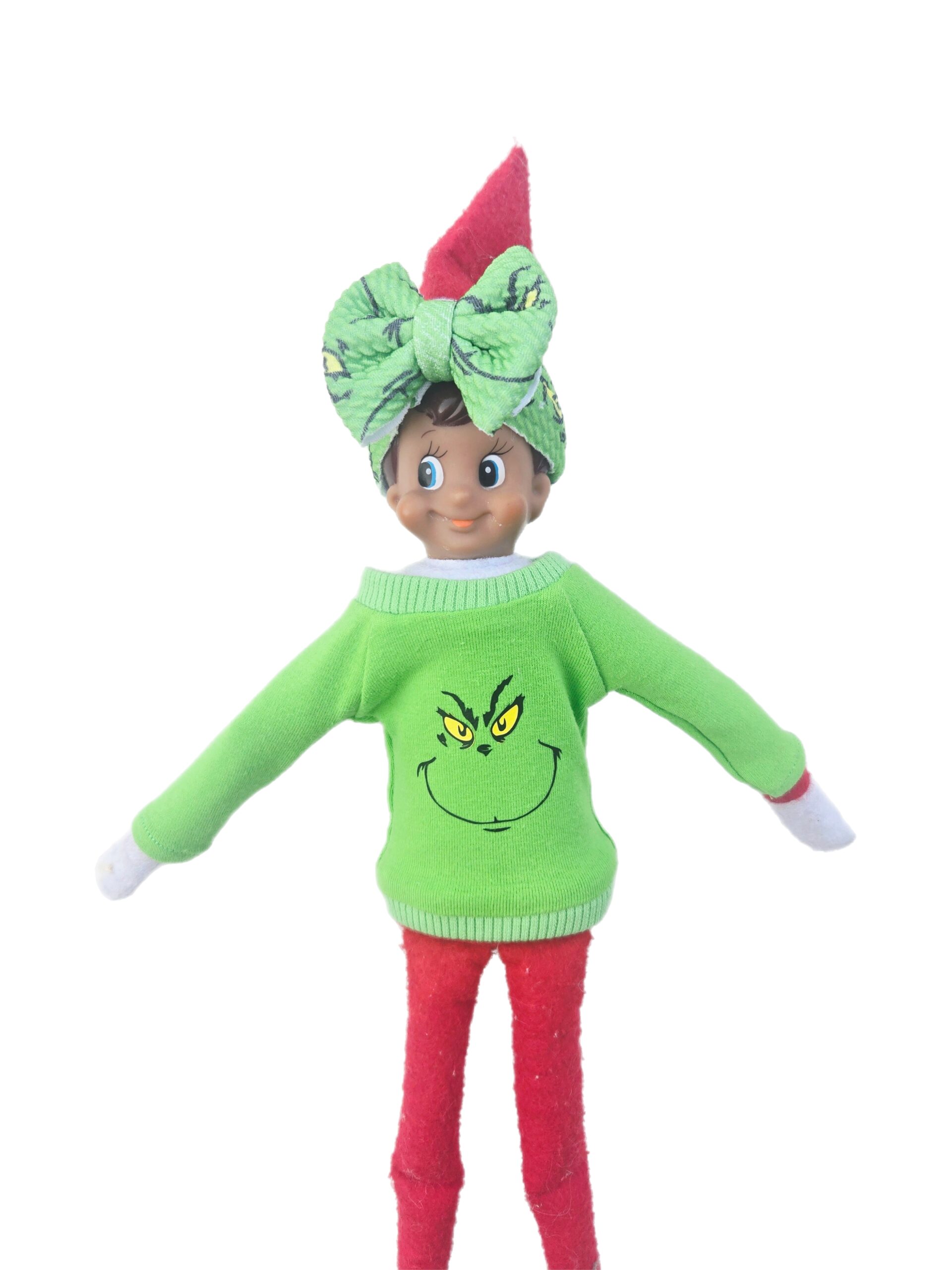 Green Grinch Sweater for Elf Doll