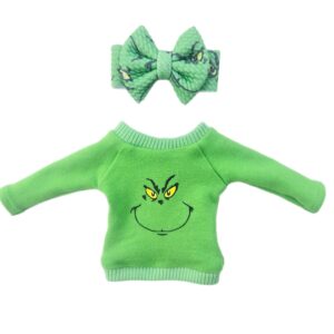 Green Grinch Sweater for Elf Doll