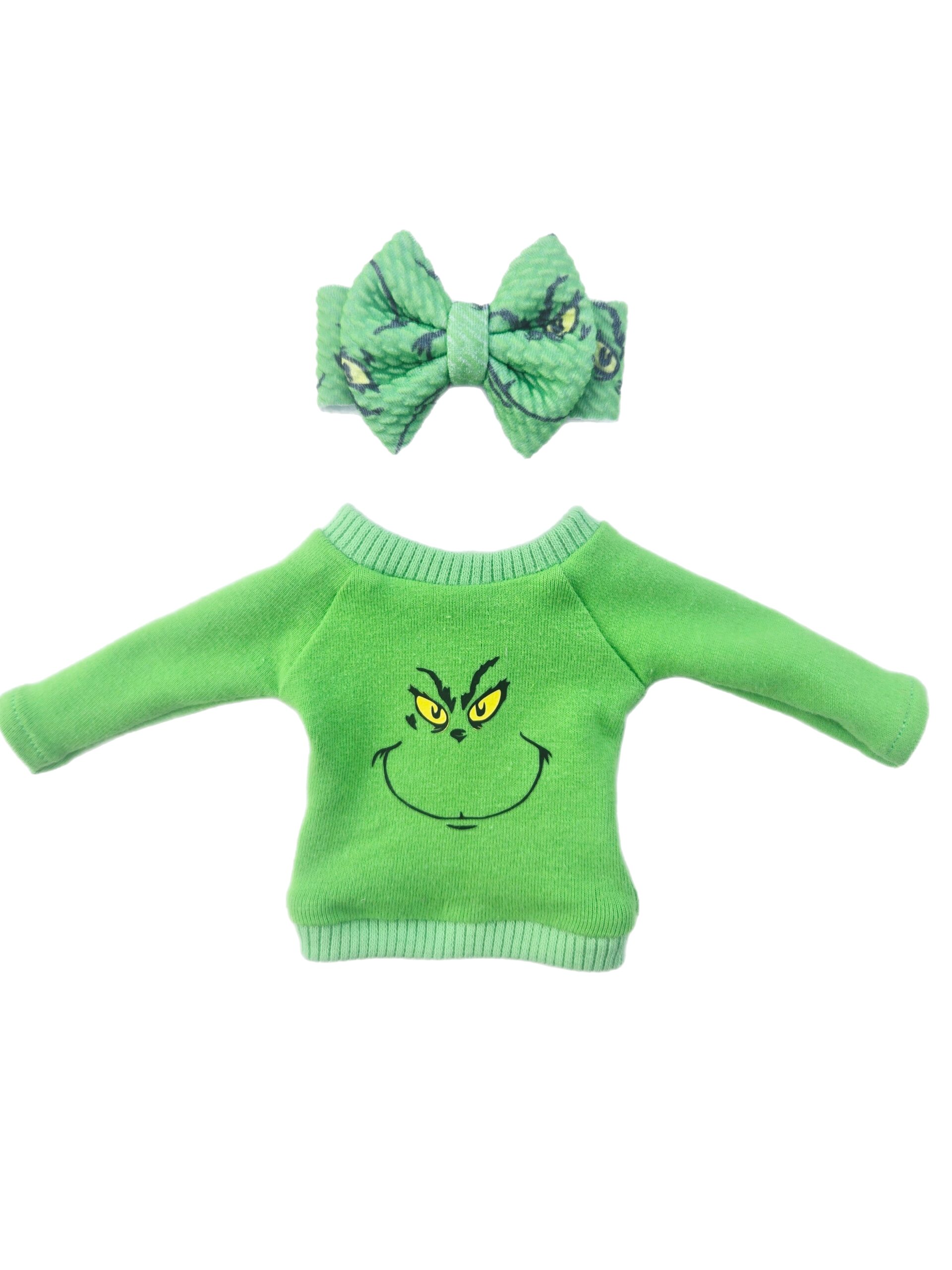 Green Grinch Sweater for Elf Doll