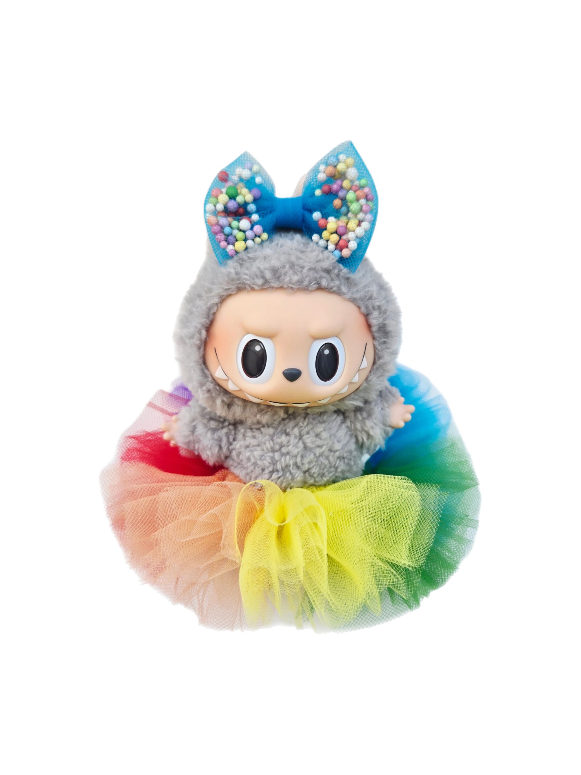 Fluffy Rainbow Labubu Tutu & Bow